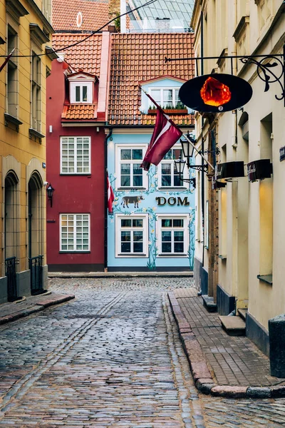 Oude Stad Van Riga Middeleeuwse Gotische Architectuur Riga Hoofdstad Van — Stockfoto