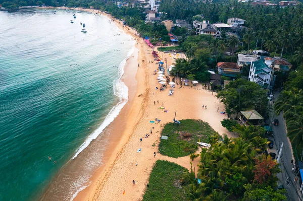 Luchtfoto Uitzicht Het Strand Unawatuna Sri Lanka — Stockfoto