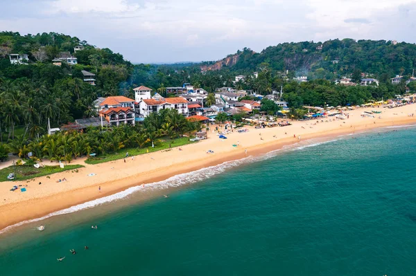 Aéreo Praia Vista Unawatuna Sri Lanka — Fotografia de Stock