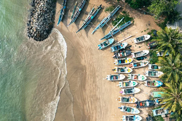 Вид Воздуха Рыбацкие Лодки Пляже Галле Шри Ланка — стоковое фото