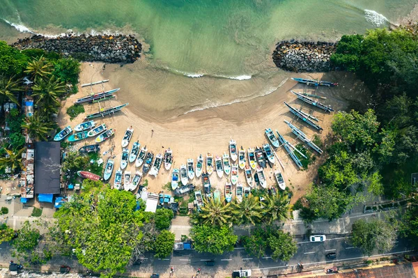 Вид Воздуха Рыбацкие Лодки Пляже Галле Шри Ланка — стоковое фото