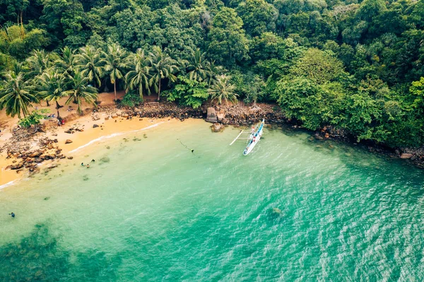 Tropical Jungle Beach Sri Lanka Vue Aérienne Costline Exotique Forêt — Photo