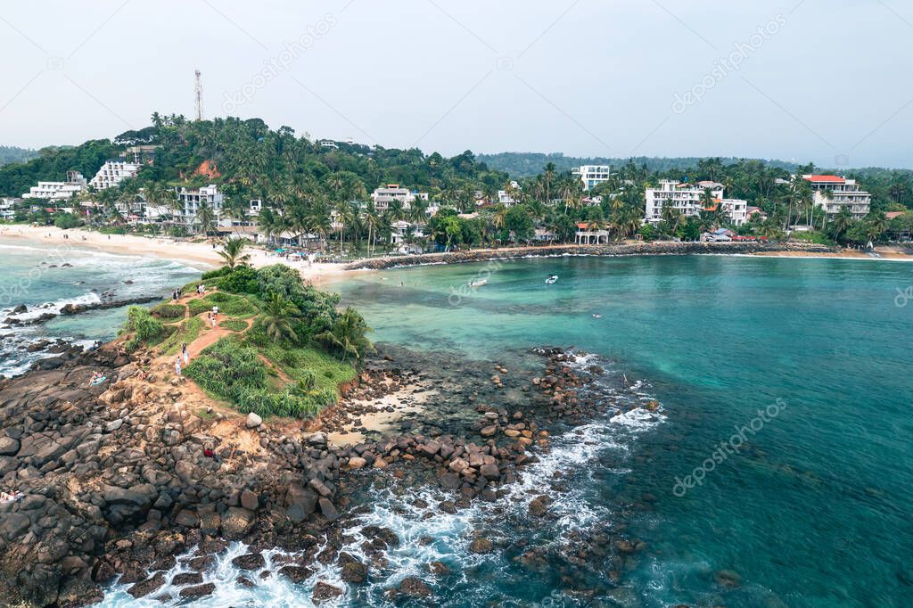 Tropical beach in the town of Mirissa. Sri Lanka.