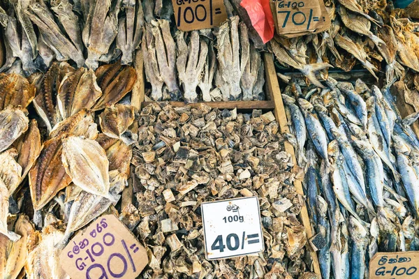 Główny Rynek Miejski Kandy Mięso Ryby Suche Jedzenie Przyprawy Sri — Zdjęcie stockowe