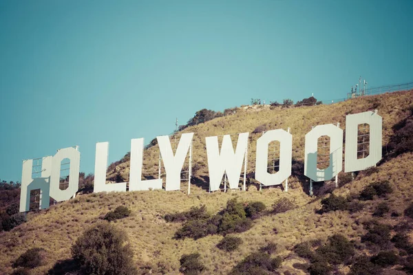 The Hollywood sign overlooking Los Angeles. The iconic sign was originally created in 1923.