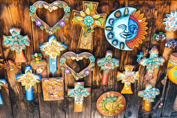 Variety Colorfull Mexican Traditional Souvenirs Market Mexico — Stock Photo, Image
