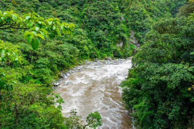El Pailon del Diablo Şelalesi Banos Santa Agua, Ekvador 'da. Güney Amerika.