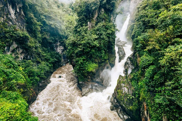 Der Wasserfall Pailon Del Diablo Banos Santa Agua Ecuador Südamerika — Stockfoto