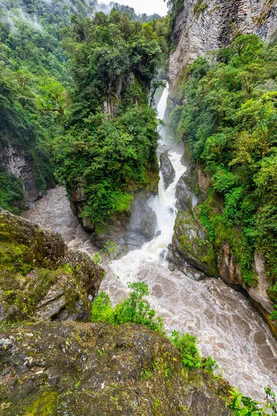 Cascada Pailon Del Diablo Banos Santa Agua Ecuador América Del — Foto de Stock