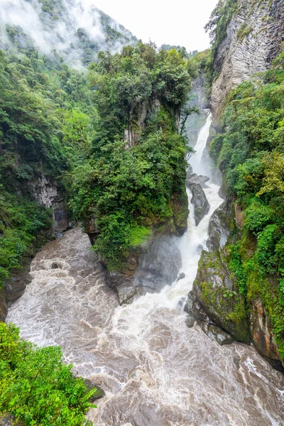 Cascada Pailon Del Diablo Banos Santa Agua Ecuador América Del — Foto de Stock