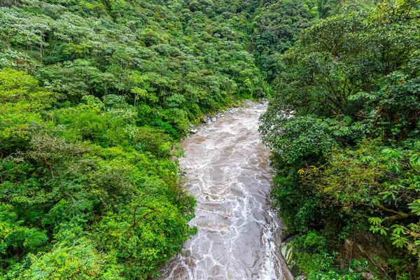 Cascada Pailon Del Diablo Banos Santa Agua Ecuador América Del — Foto de Stock