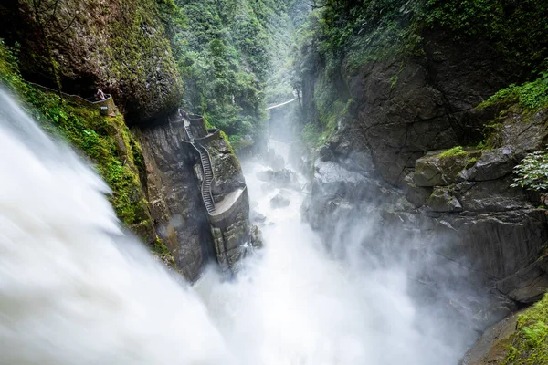 厄瓜多尔Banos Santa Agua的El Pailon Del Dip Org瀑布 — 图库照片