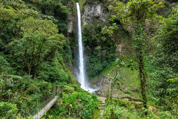 Wodospad Roco Machay Banos Santa Agua Ekwador Ameryka Południowa — Zdjęcie stockowe