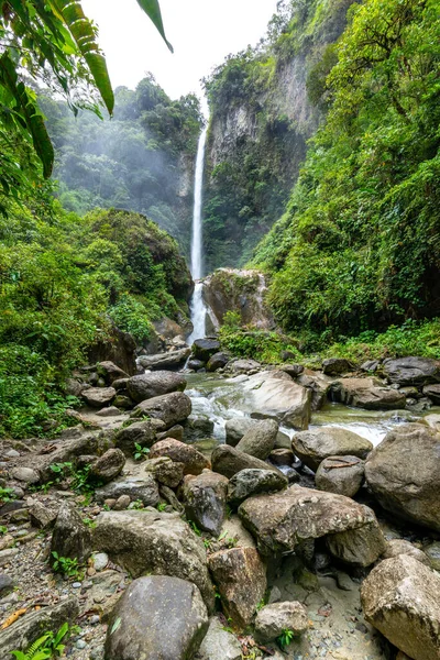 Cachoeira Roco Machay Banos Santa Água Equador América Sul — Fotografia de Stock