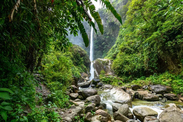 Cachoeira Roco Machay Banos Santa Água Equador América Sul — Fotografia de Stock