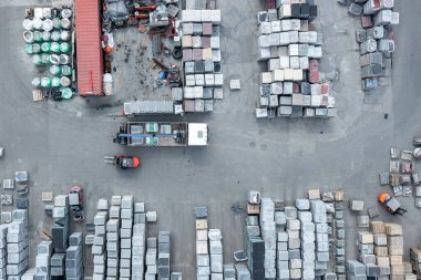 Yukarıdaki Endüstriyel Depo. Hava Görünümü. 