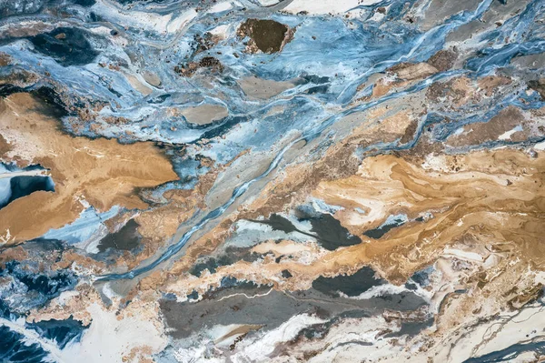 Endüstriyel Manzara. Hava görüntüsü. Kuru yüzey. Çöl manzarası. Çevreye insan etkisi. Yukarıdan bak. Soyut sanayi geçmişi. 