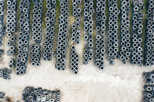 Industriële Banden Opslagplaats Van Boven Luchtzicht — Stockfoto