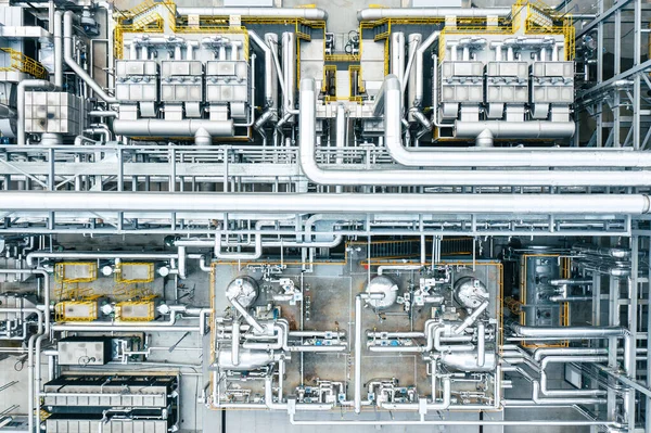 工場石油 ガス精製所 現代の燃料工場 空中トップビュー産業サイト 産業背景 — ストック写真