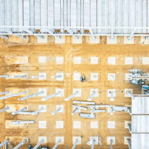 Fabrikgebäude Industriebaustelle Aus Der Luft Mit Kran Und Baumaschinen — Stockfoto