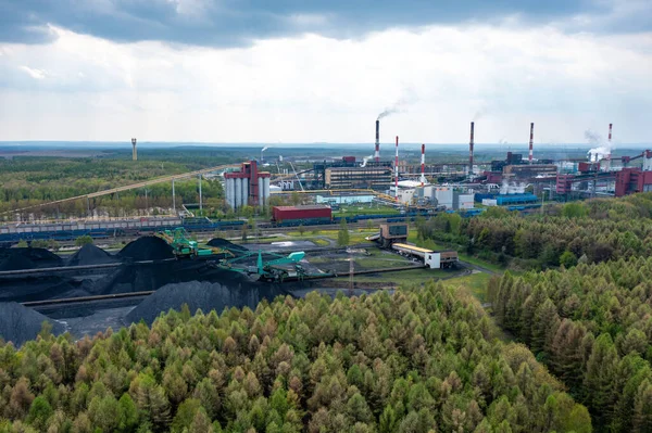 Вид Вугільну Шахту Видобувна Промисловість Чорного Вугілля Повітряний Безпілотник Зверху — стокове фото