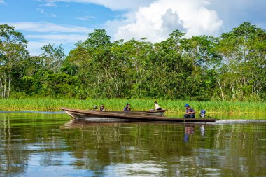 Amazon Yağmur Ormanları Nehir Kıyısı. Iquitos, Peru yakınlarındaki Amazon ormanında Yanayacu nehrinden denize açılıyoruz. Güney Amerika. 