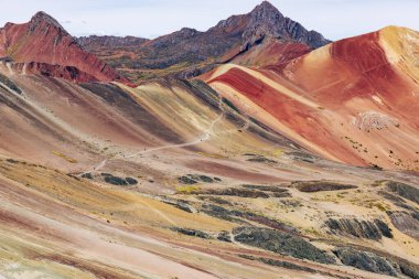 Vinicunca, Cusco Bölgesi, Peru. Montana de Siete Renkleri, ya da Gökkuşağı Dağı. Güney Amerika. 