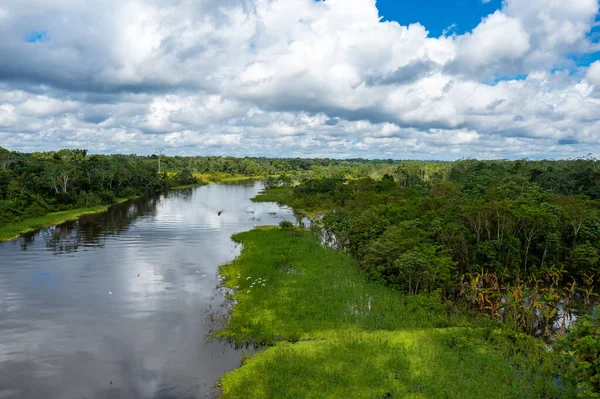 里约Yanayacu的空中景观 秘鲁Iquitos附近亚马逊雨林的俯瞰图 — 图库照片