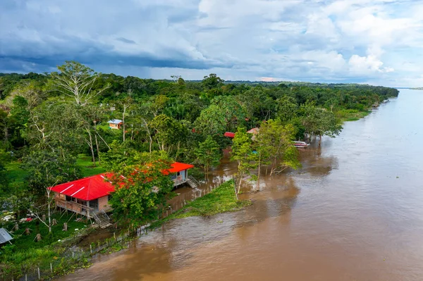 Vista Aérea Del Río Amazonas Selva Tropical Verde Perú América — Foto de Stock