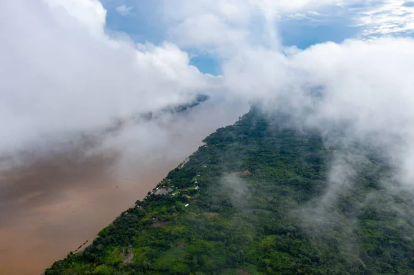 Воздушный Вид Реку Амазонки Тропические Зеленые Тропические Леса Перу Южная — стоковое фото