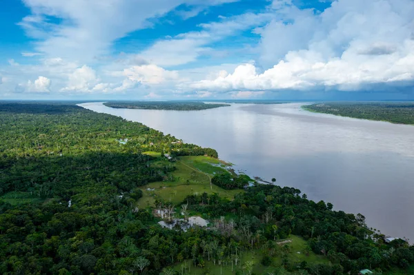 Amazon River Aerial View Tropical Green Rainforest Peru South America — Stock Photo, Image