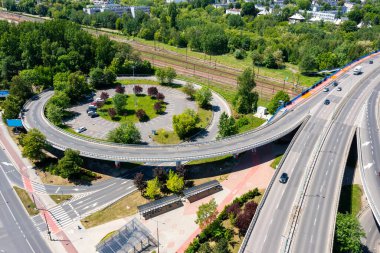 Sosnowiec, Dabrowa Havzası. Sosnowiec şehir merkezinin havadan görünüşü. Polonya.