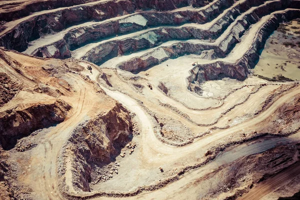 Dolomite Mine Industrial Terraces Aerial View Open Pit Mining Excavation — Stock Photo, Image
