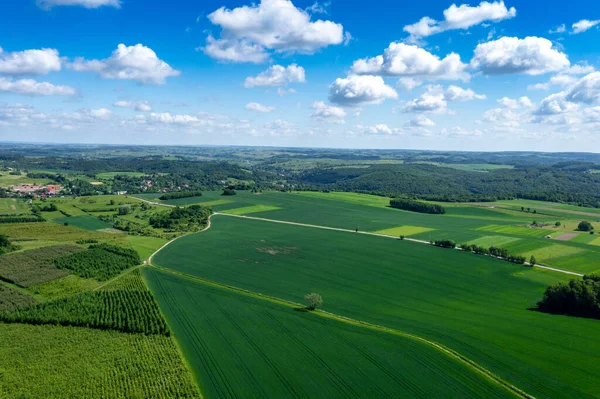 Polonia Voivodato Menor Vista Aérea Del Pueblo Cerca Cracovia Sur — Foto de Stock