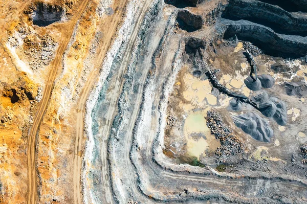 Dolomite Madeni Endüstriyel Teraslar Açık Çukur Madenciliğinin Havadan Görünüşü Dolomite — Stok fotoğraf