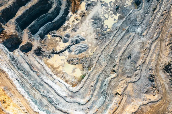 Доломітовий Рудник Промислові Тераси Вид Повітря Кар Єру Розкопки Доломітської — стокове фото
