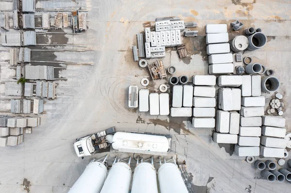 Fábrica Cimento Elementos Betão Vista Aérea Lugar Industrial — Fotografia de Stock