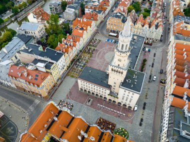 Opole Havacılık Şehir Merkezi. Havadan Geleneksel Mimari. Yukarı Silezya. Polonya. Avrupa.