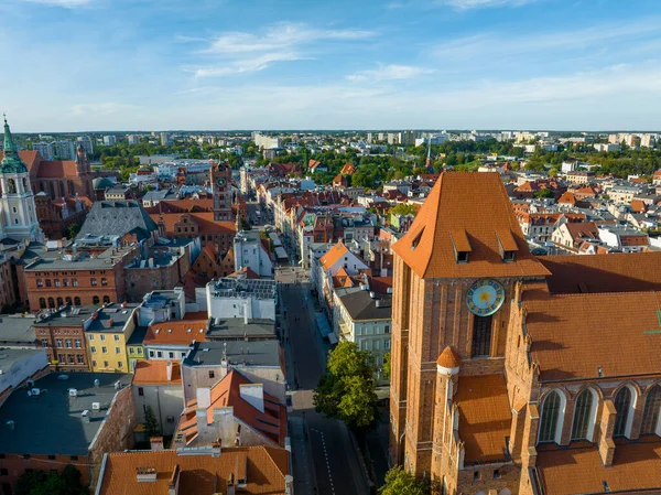 Torun Eski Torun Şehrinin Havadan Görünüşü Vistula Wisla Köprüsü Ortaçağ — Stok fotoğraf