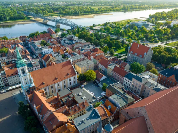 Een Torun Luchtfoto Van Oude Stad Van Torun Vistula Wisla — Stockfoto