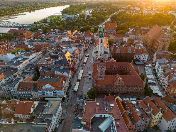 Een Torun Luchtfoto Van Oude Stad Van Torun Vistula Wisla — Stockfoto