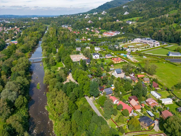 Ustron Aerial View Scenery Town Health Resort Ustron Hills Silesian — Stock Photo, Image