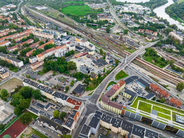 Opole Aerial View City Center Traditionele Architectuur Vanuit Lucht Opper — Stockfoto