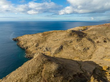 Madeira Havacılık Manzarası. Madeira Adası 'nın manzarası - Ponta de Sao Lourenco (So Loureno), Portekiz. Avrupa.