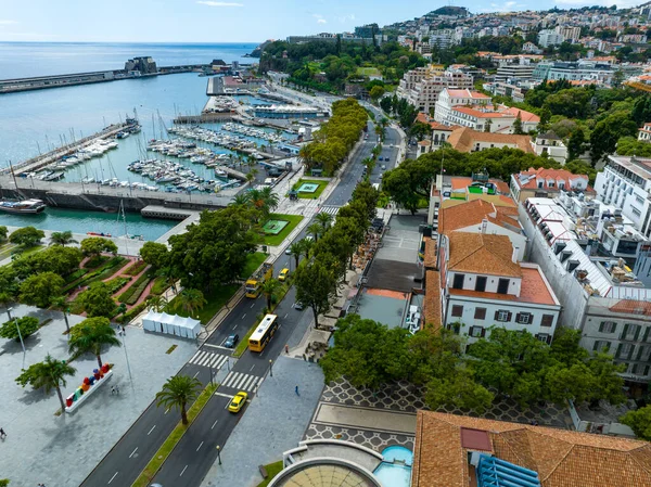 Funchal Air View Funchal Столиця Найбільше Місто Острова Мадейра Португалії Стокове Зображення