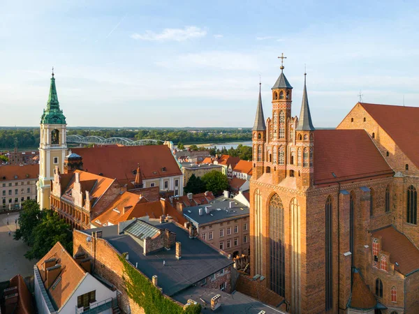 Torun Aerial View Old Town Hall Torun Historical Buildings Medieval — Stock Photo, Image