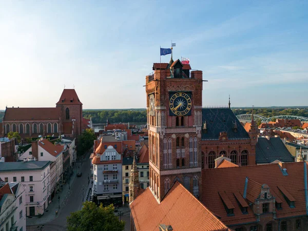 Torun Aerial View Old Town Hall Torun Historical Buildings Medieval — Stock Photo, Image