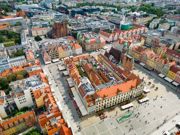 Yılan Pençesi Eski Wroclaw Kasabası Nın Havadan Görünüşü Tarihi Piyasa — Stok fotoğraf