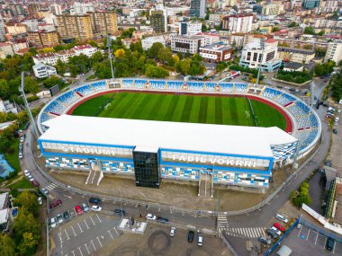 Priştine Modern İnşaat Alanı. Priştine Havacılık Manzarası, Kosova 'nın başkenti. Balkanlar. Avrupa. 