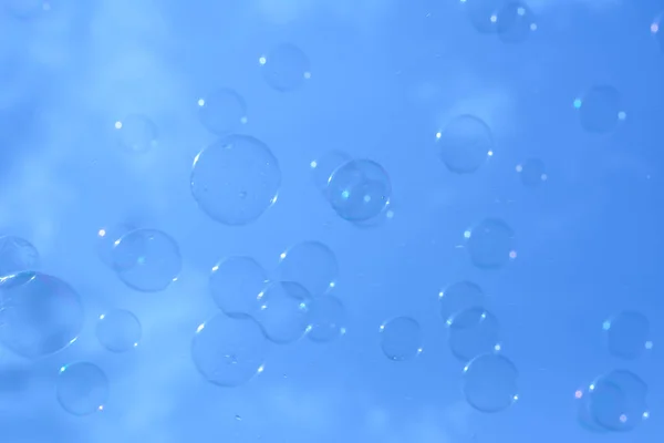 Soap Bubbles Natural Blue Background — Stock Photo, Image